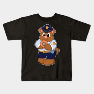 Bear as Police officer with Police uniform & Donut Kids T-Shirt